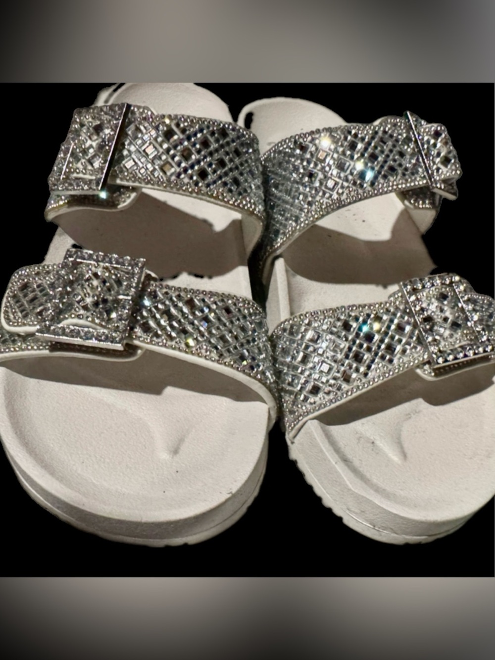 Silver Rhinestone Double-Buckle Sandals - Picture 3 of 10